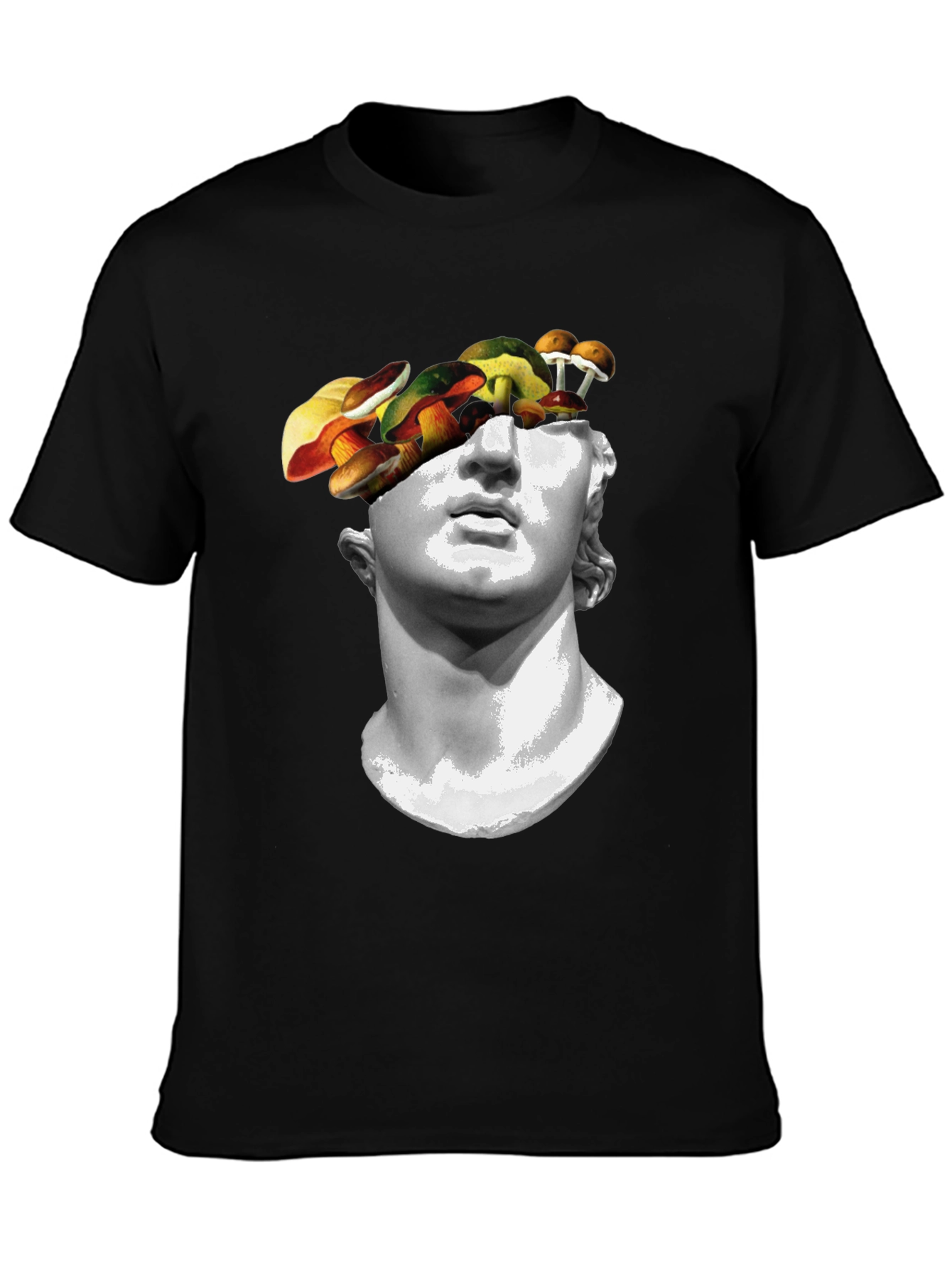 Mushroom Head Statue Graphic Tee - Unique Mens T-Shirt