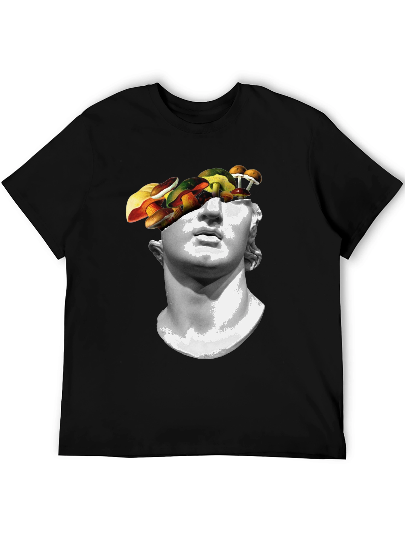 Mushroom Head Statue Graphic Tee - Unique Mens T-Shirt