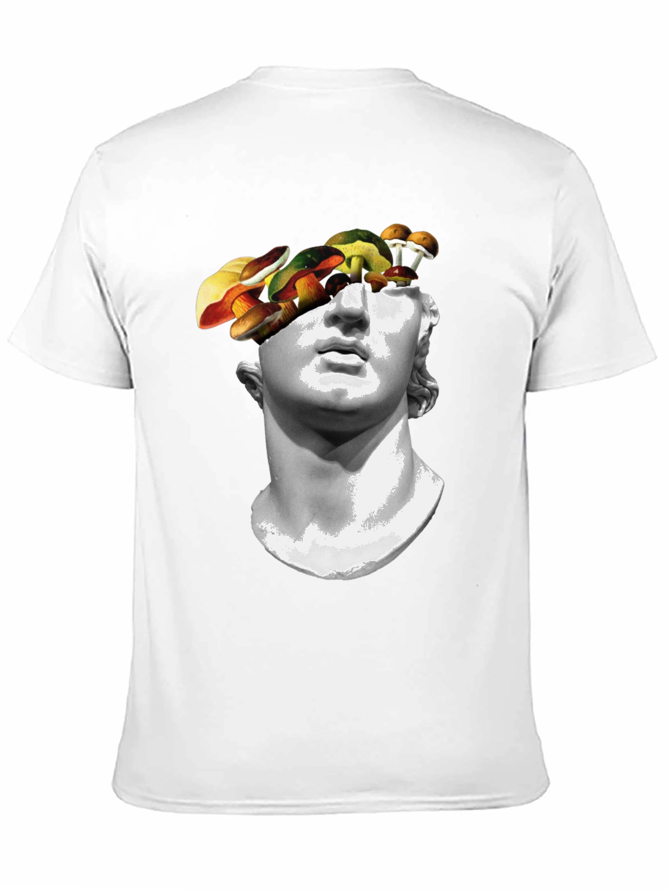 Mushroom Head Statue Graphic Tee - Unique Mens T-Shirt