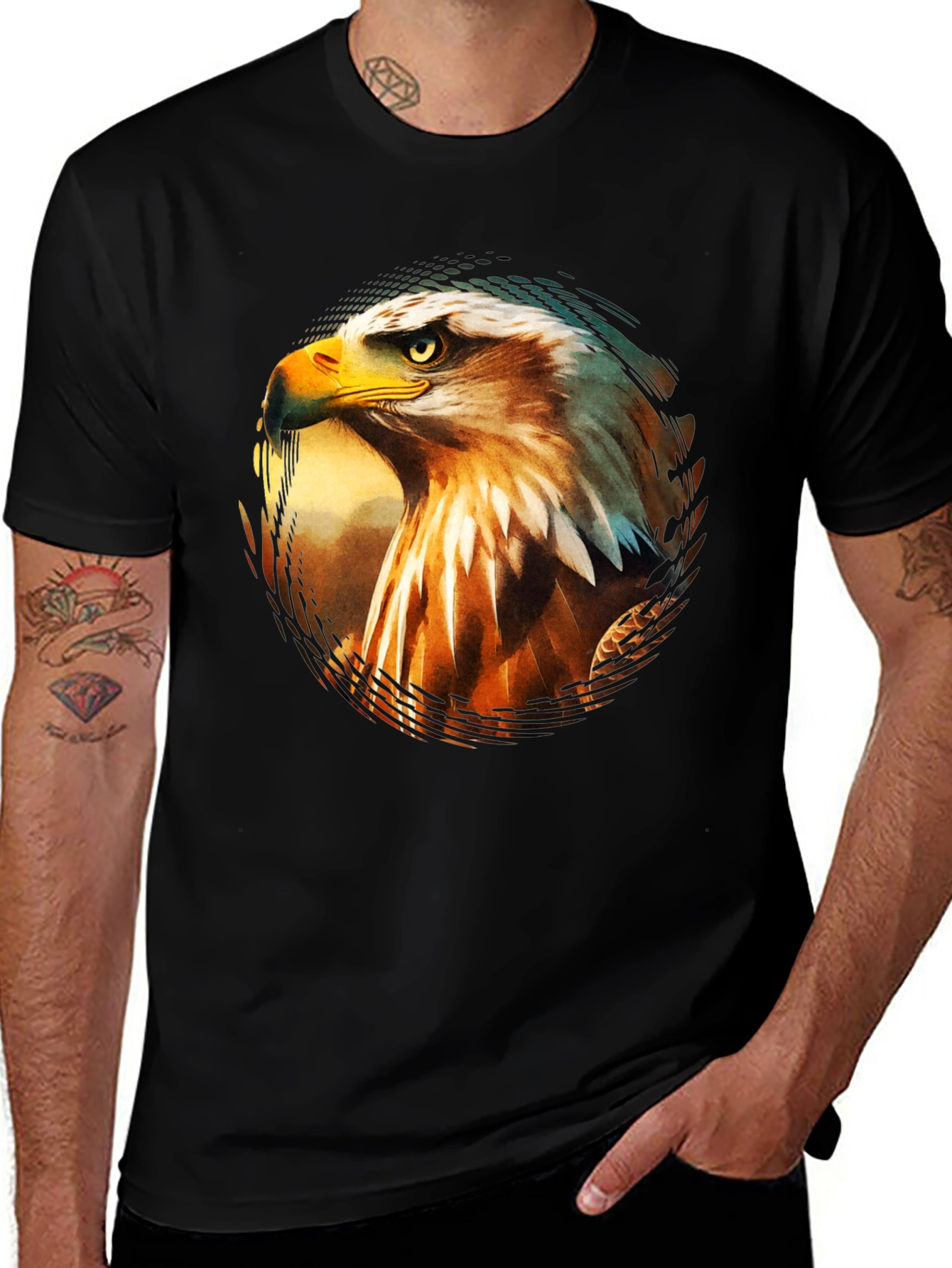 Bold Eagle Graphic Print Black T-Shirt