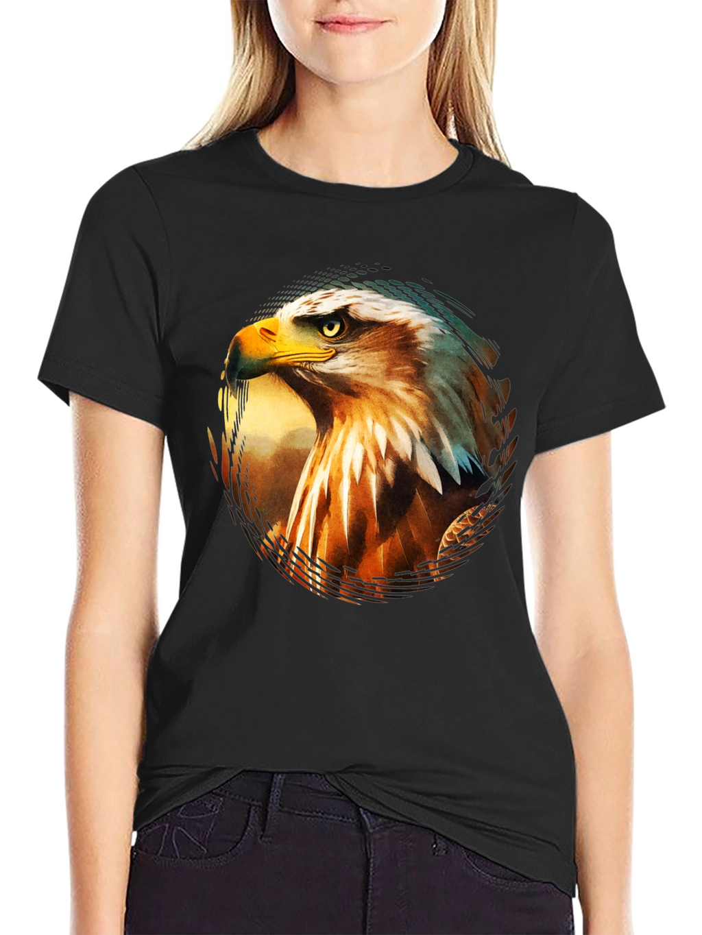 Bold Eagle Graphic Print Black T-Shirt
