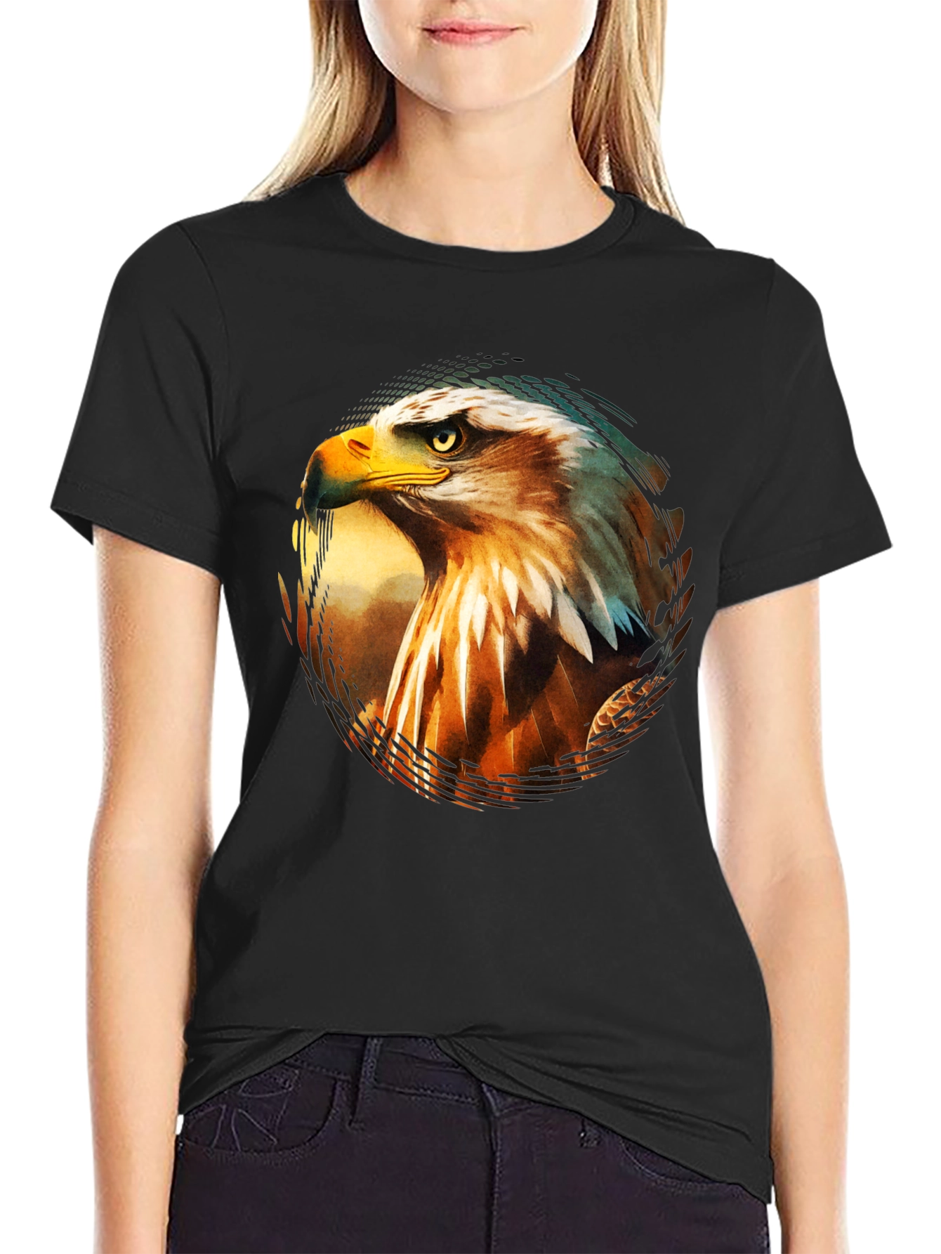 Bold Eagle Graphic Print Black T-Shirt