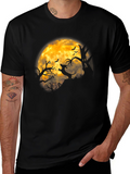 Halloween Dachshund Moon Mens Black T-shirt