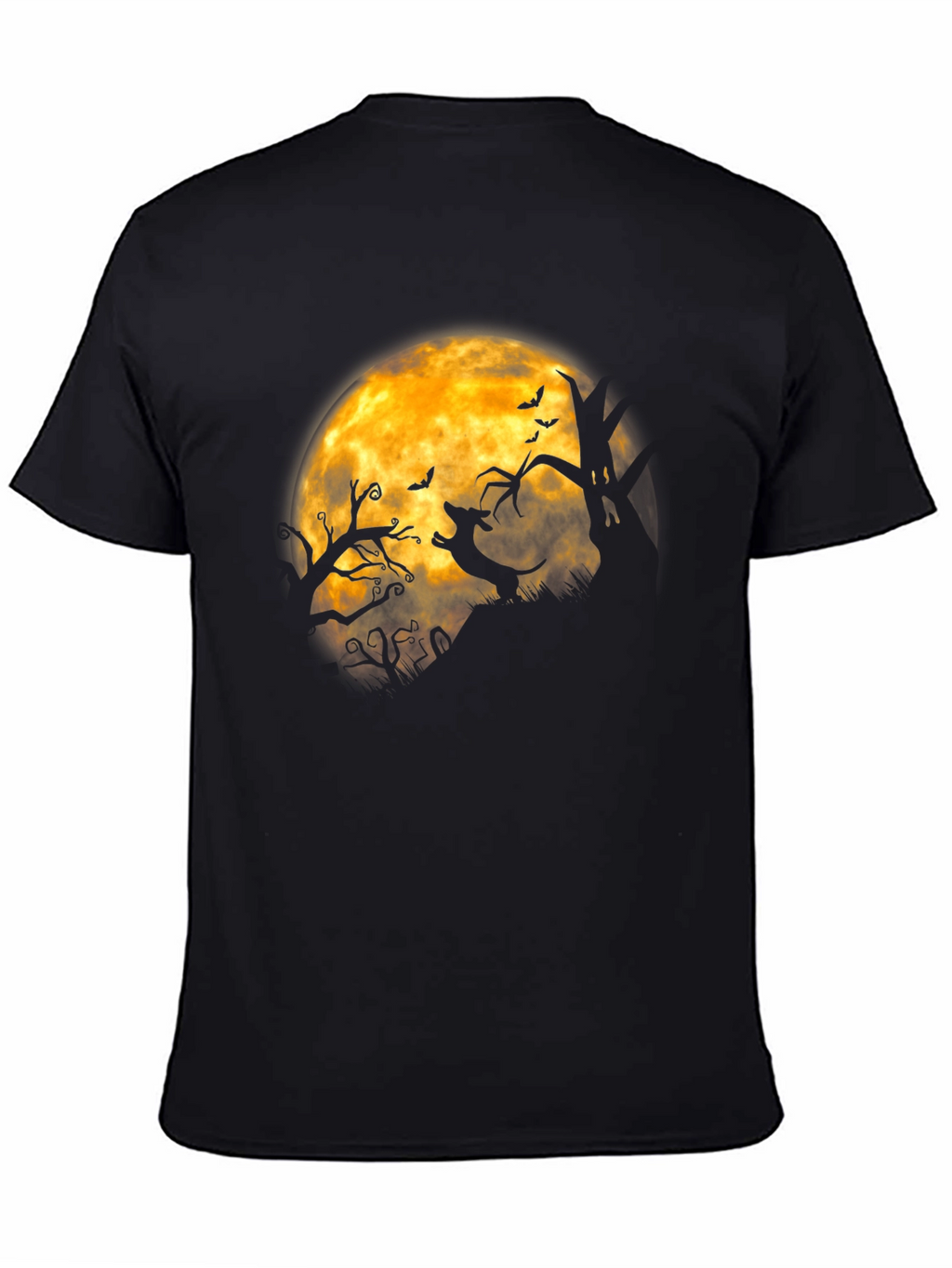 Halloween Dachshund Moon Mens Black T-shirt