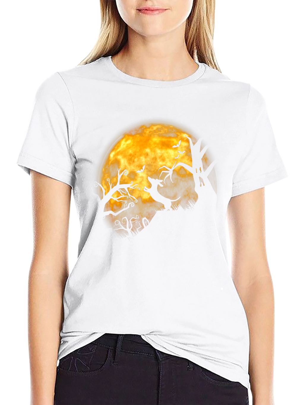 Halloween Dachshund Moon Mens Black T-shirt