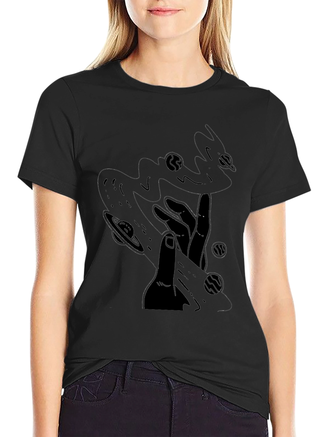 Cosmic Touch Black T-Shirt