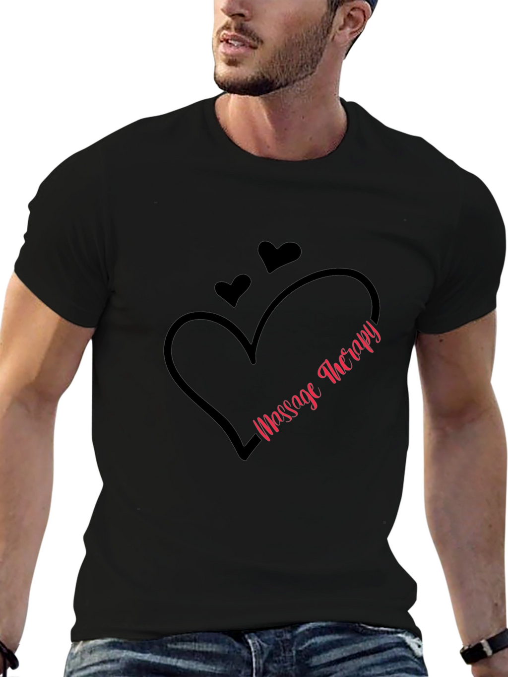 Massage Therapy Heart Graphic T-Shirt - Black