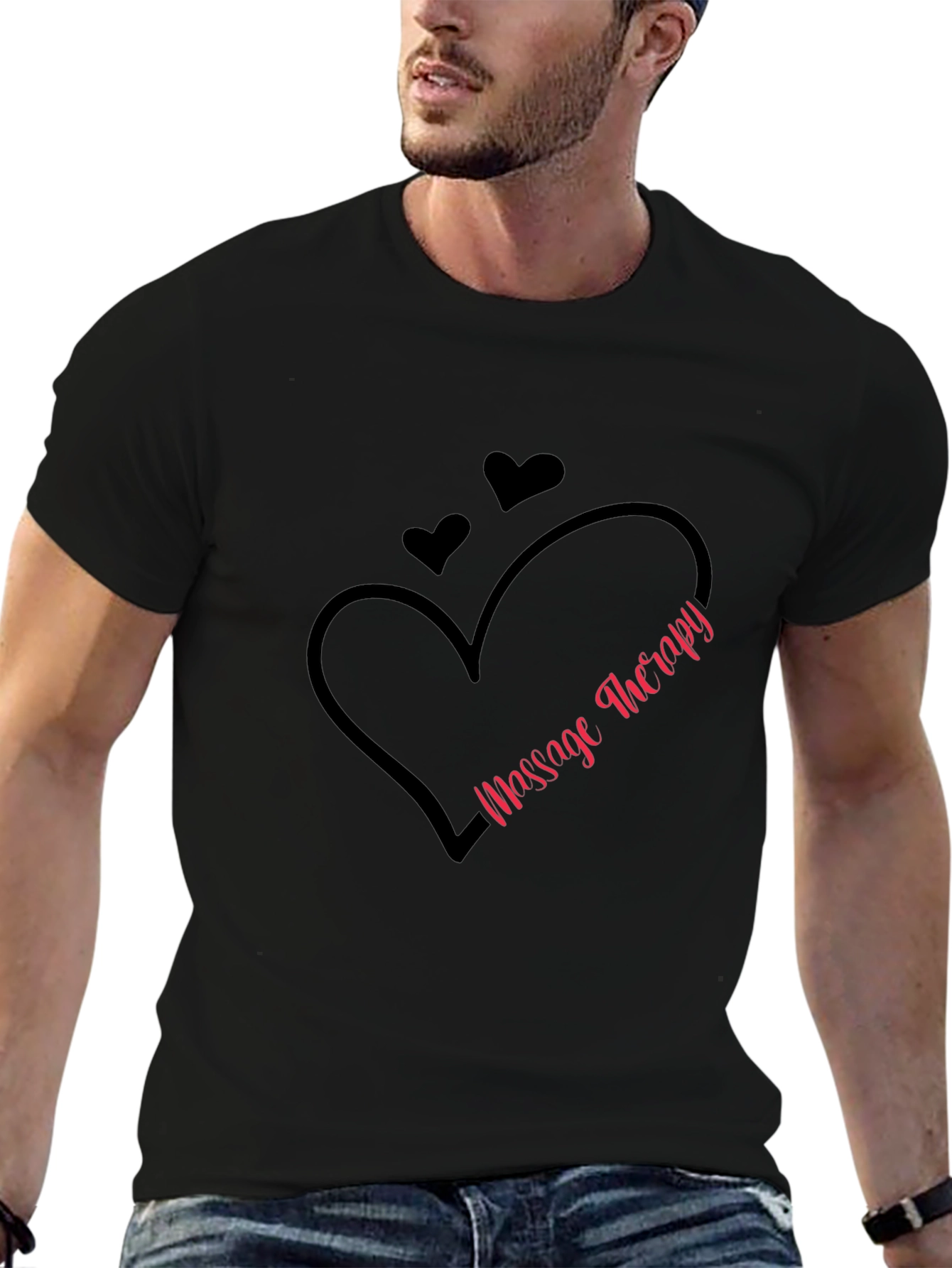 Massage Therapy Heart Graphic T-Shirt - Black