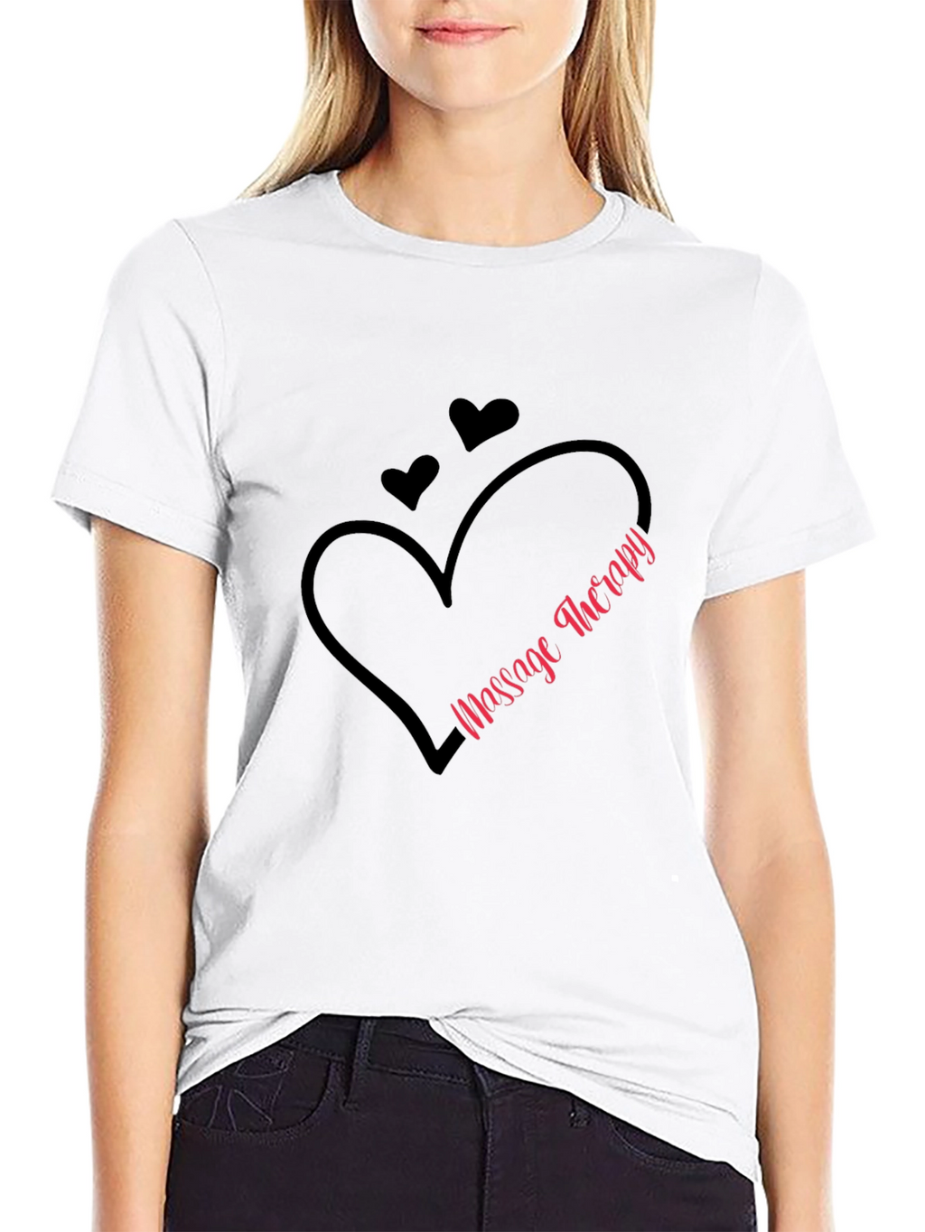 Massage Therapy Heart Graphic T-Shirt - Black