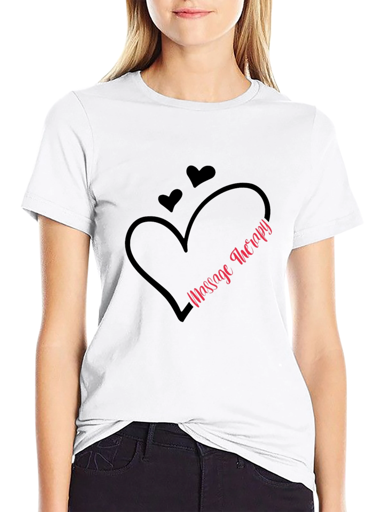 Massage Therapy Heart Graphic T-Shirt - Black