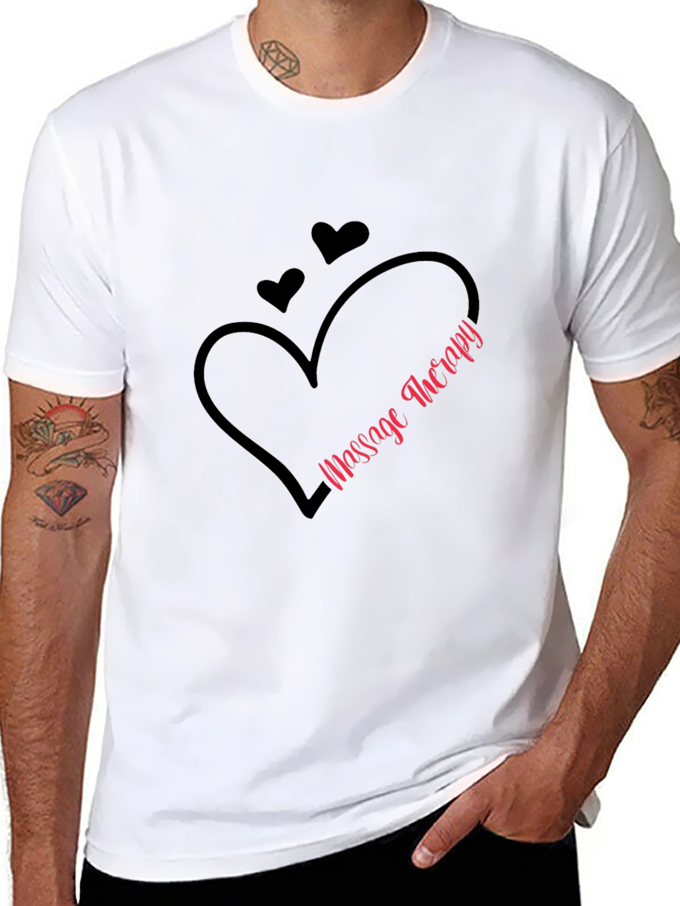 Massage Therapy Heart Graphic T-Shirt - Black