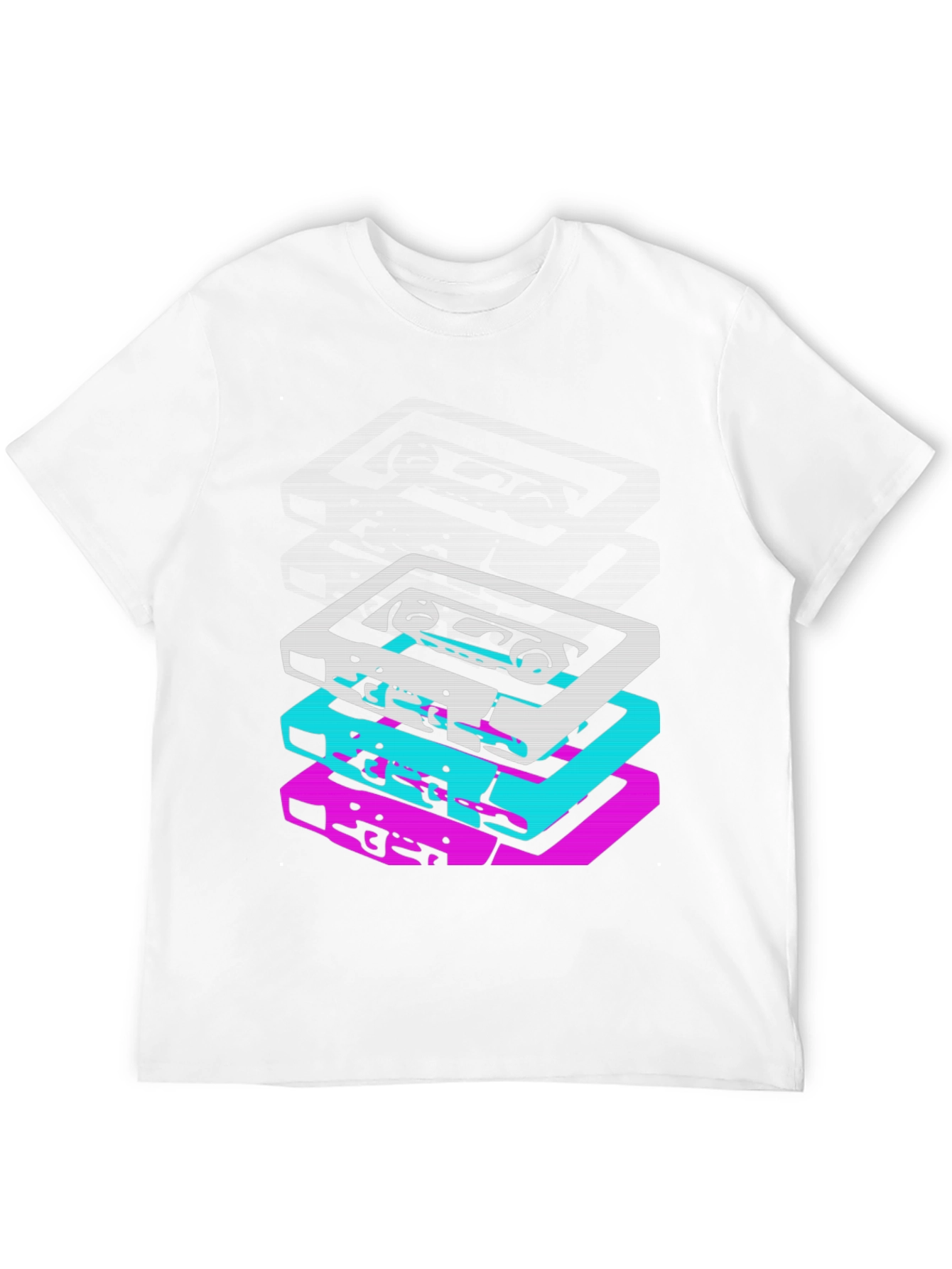 Retro Cassette Stack Graphic Tee - Black