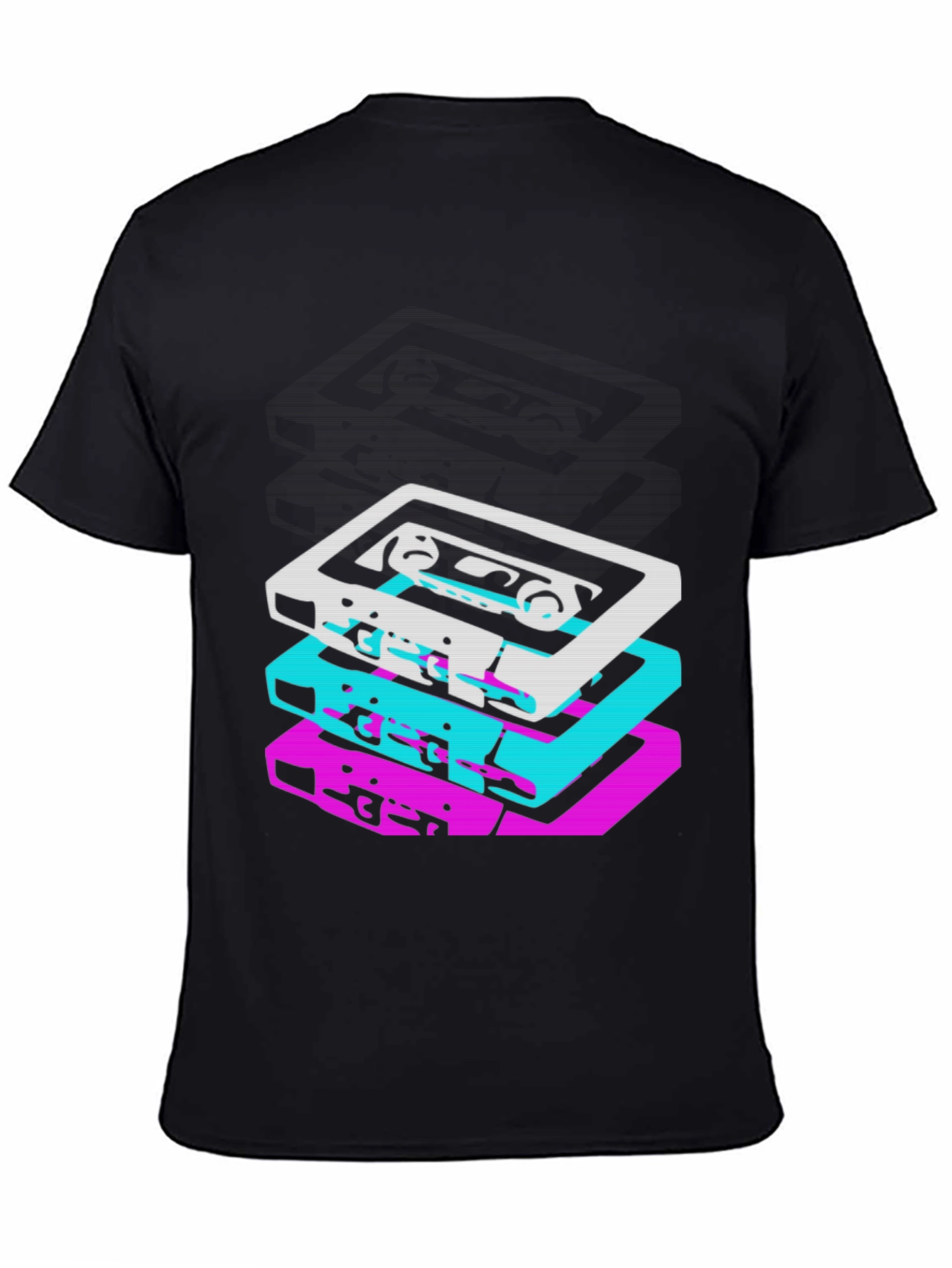 Retro Cassette Stack Graphic Tee - Black