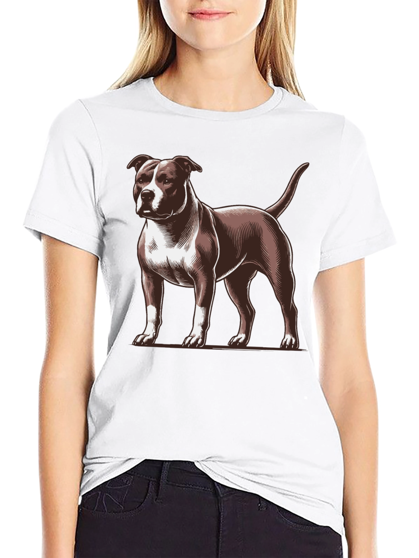 Pitbull Dog Graphic Print Mens Black T-Shirt