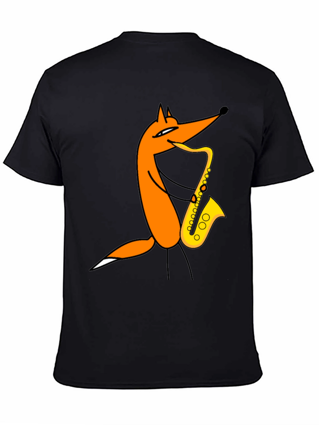 Fox Saxophone T-Shirt - Black Cotton Tee