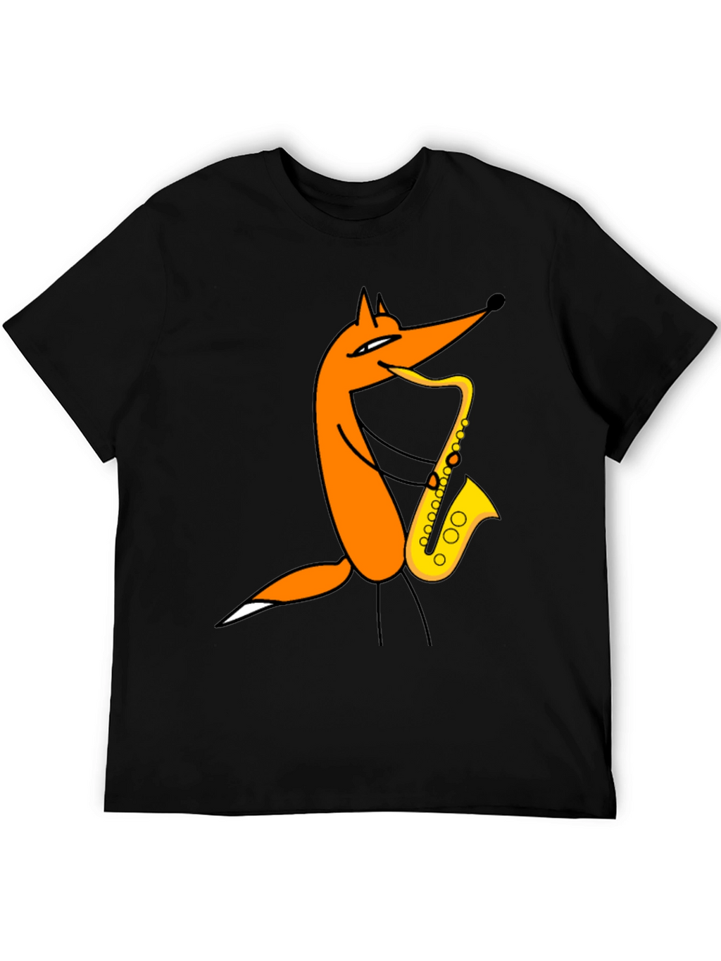 Fox Saxophone T-Shirt - Black Cotton Tee