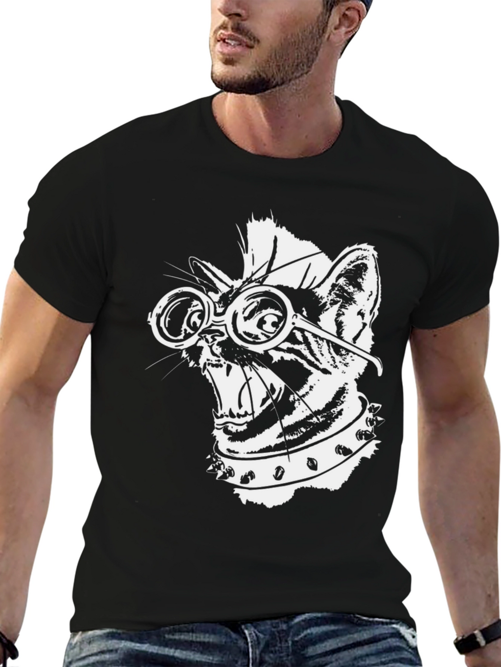 Punk Rock Cat T-Shirt - Cool Graphic Tee
