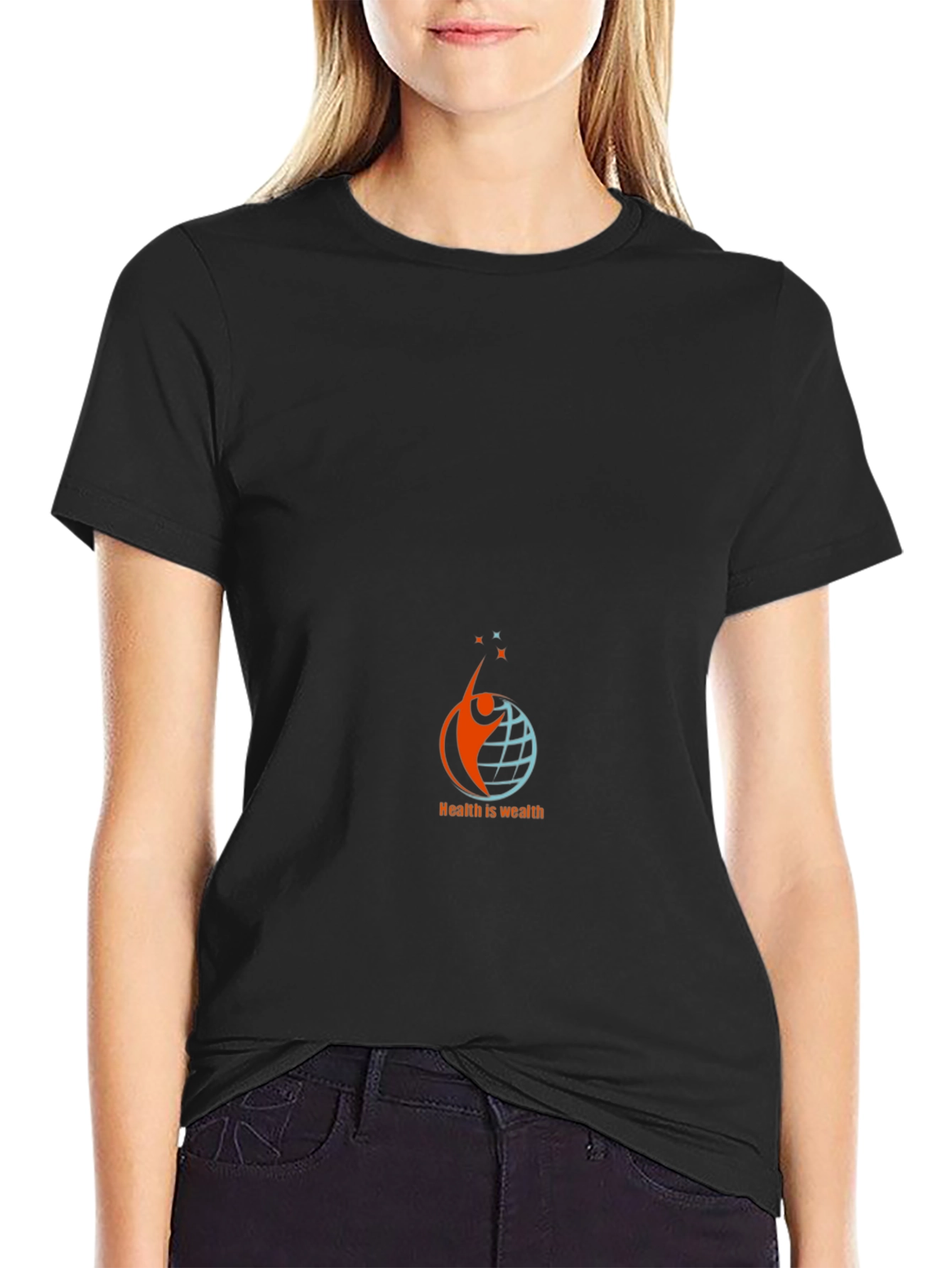 Health is Wealth Black Graphic Tee