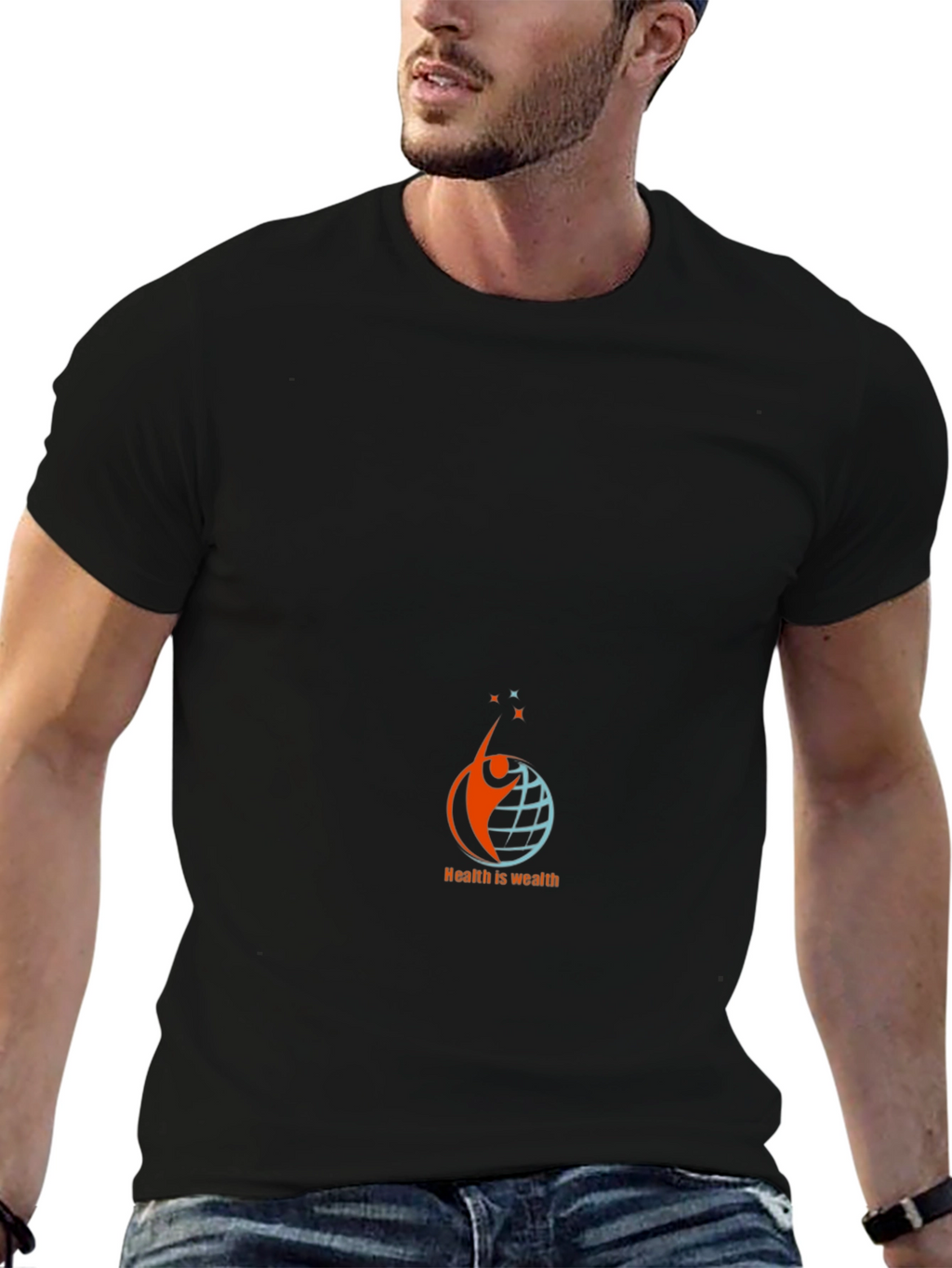 Health is Wealth Black Graphic Tee