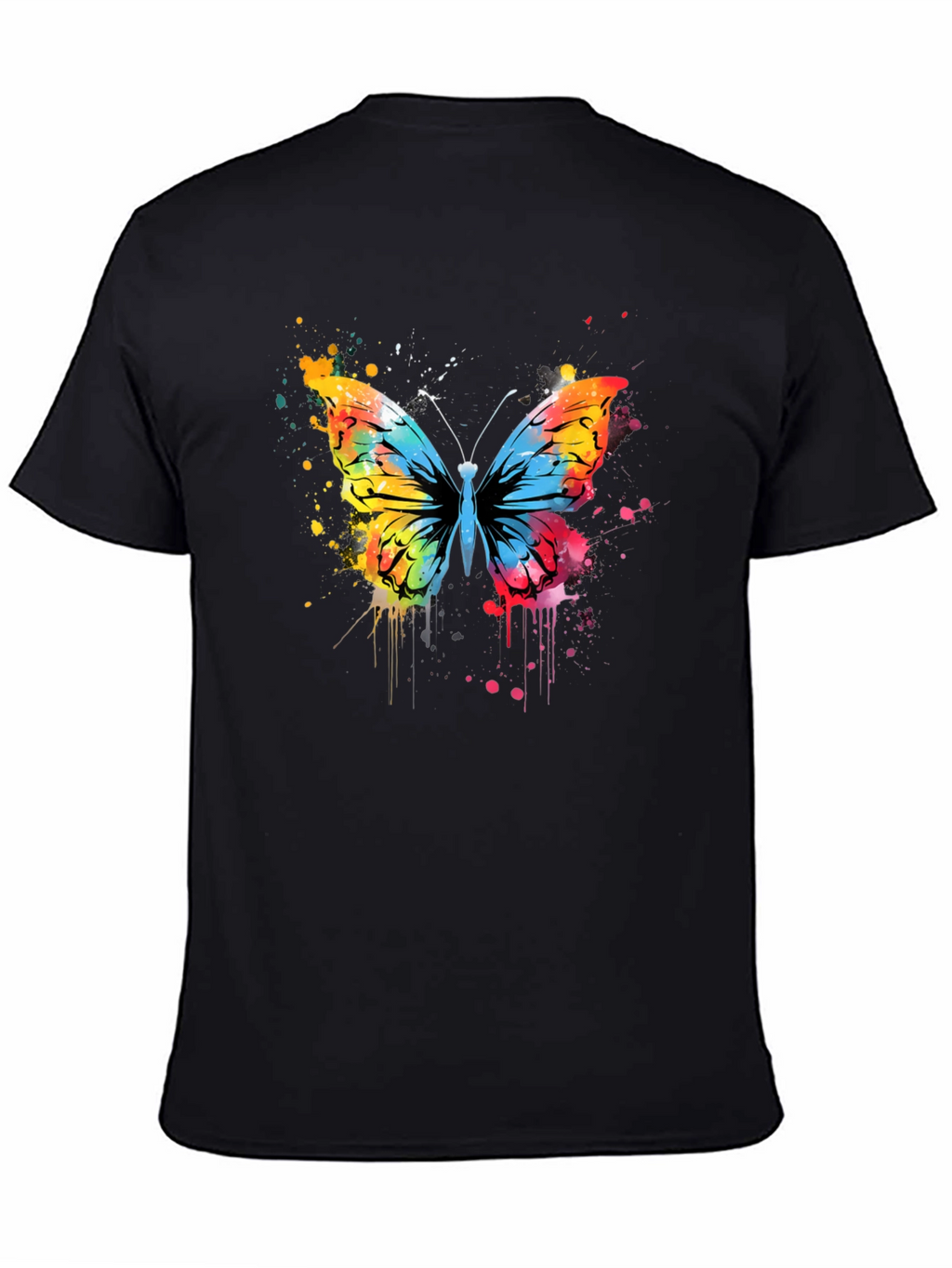 Butterfly Splatter Graphic Tee - Mens Black T-Shirt