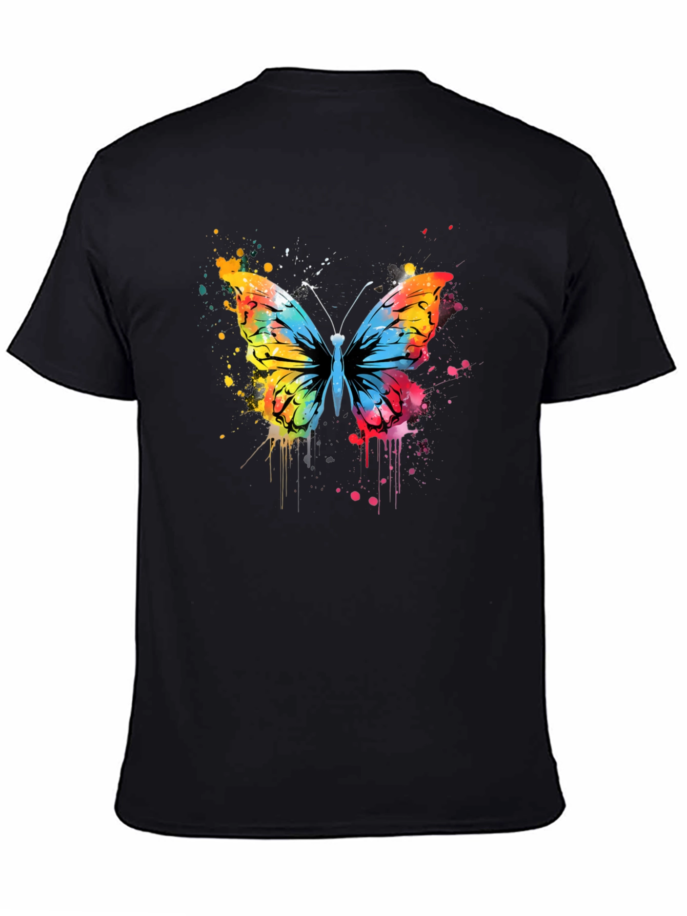 Butterfly Splatter Graphic Tee - Mens Black T-Shirt
