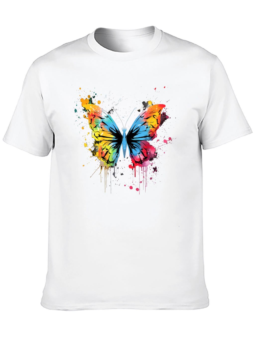 Butterfly Splatter Graphic Tee - Mens Black T-Shirt
