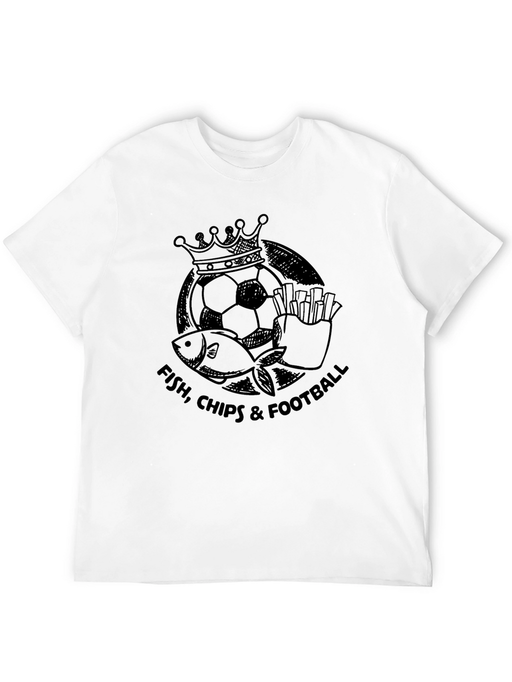 Fish Chips & Football Black Graphic Tee