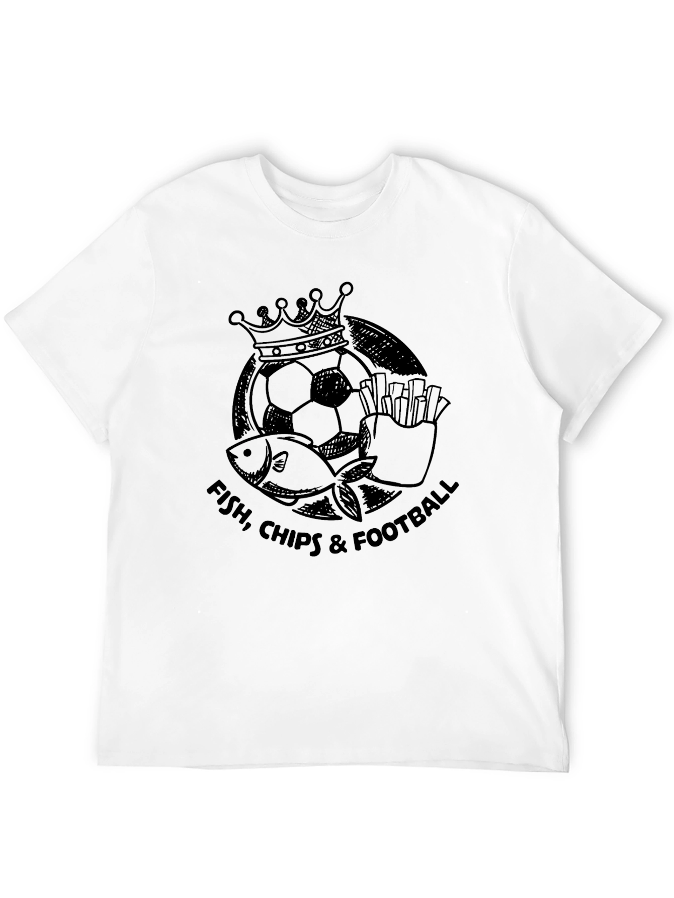 Fish Chips & Football Black Graphic Tee