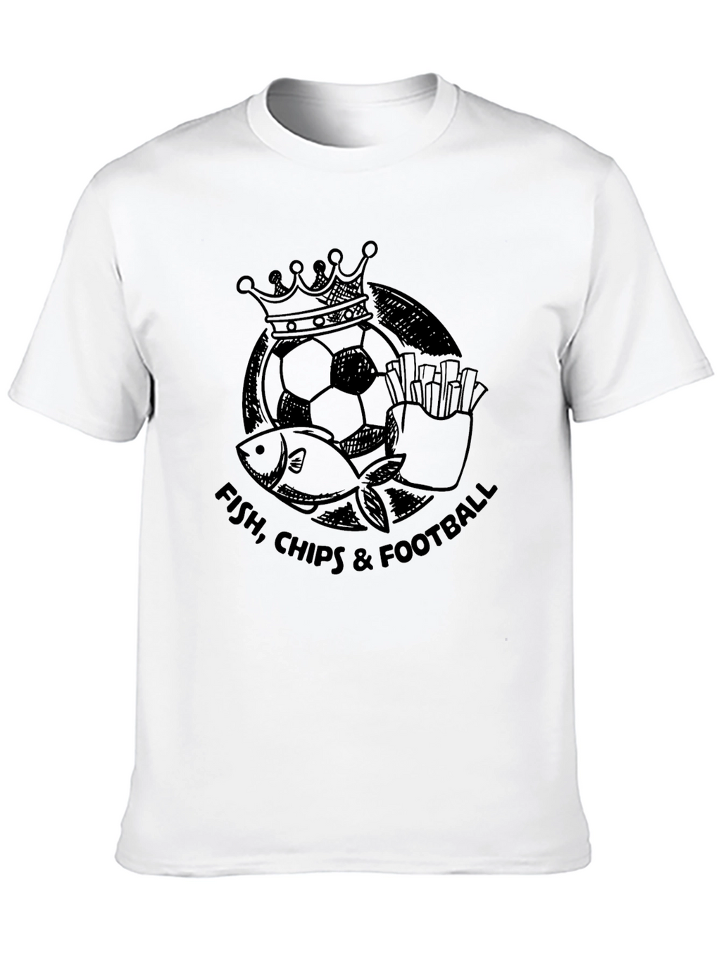 Fish Chips & Football Black Graphic Tee