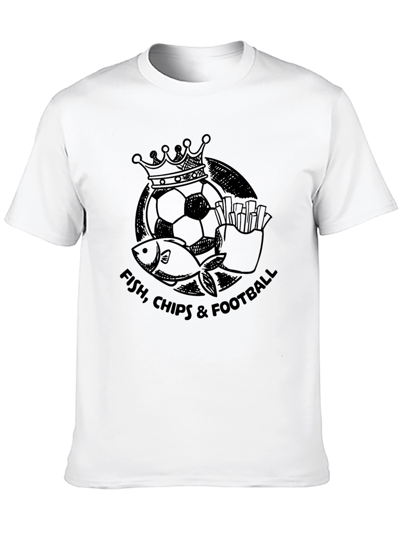 Fish Chips & Football Black Graphic Tee