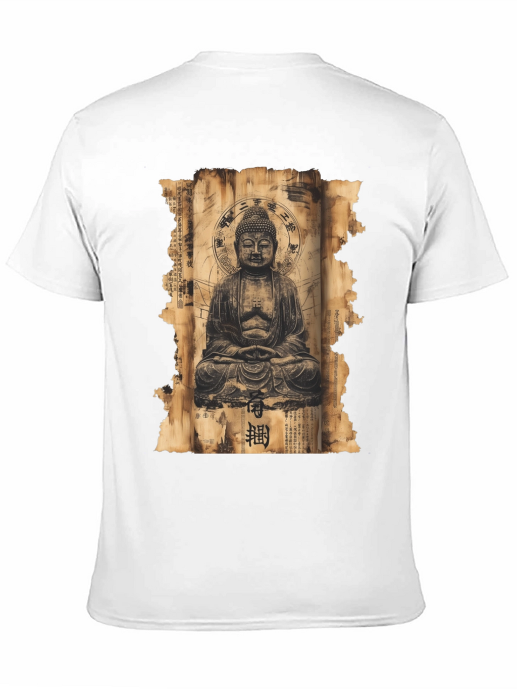 Buddha Scroll Graphic Tee - Spiritual Design