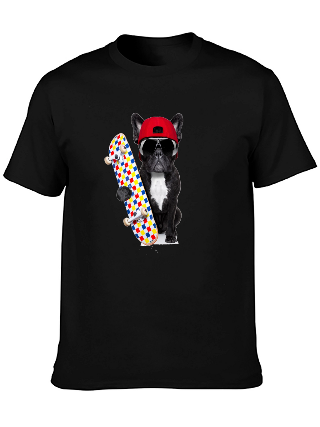 Cool Dog Skateboard Graphic Tee - Black