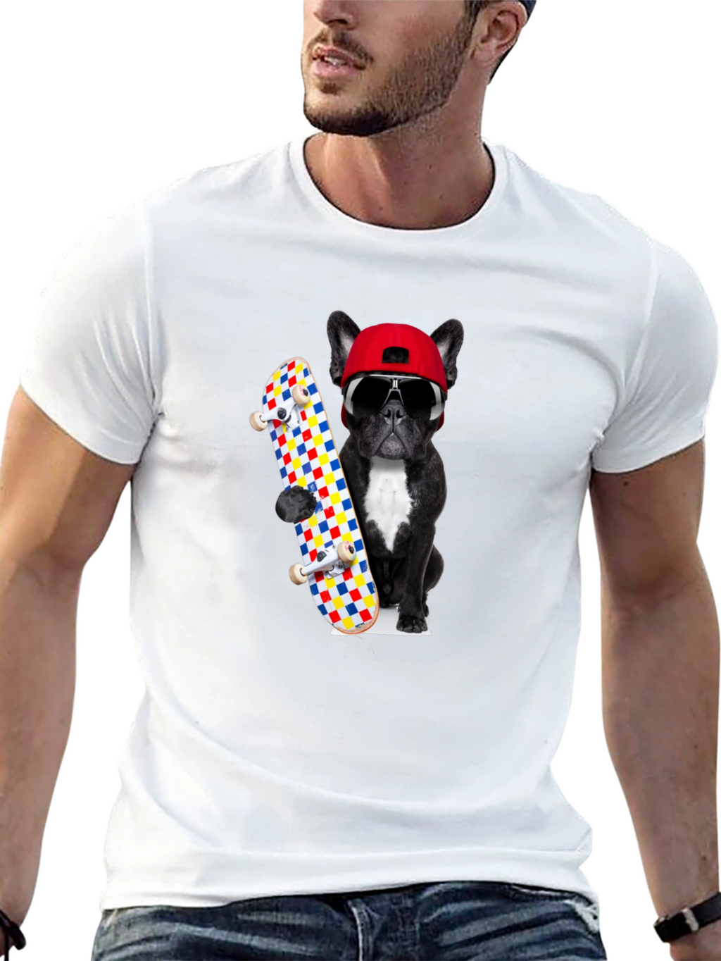 Cool Dog Skateboard Graphic Tee - Black
