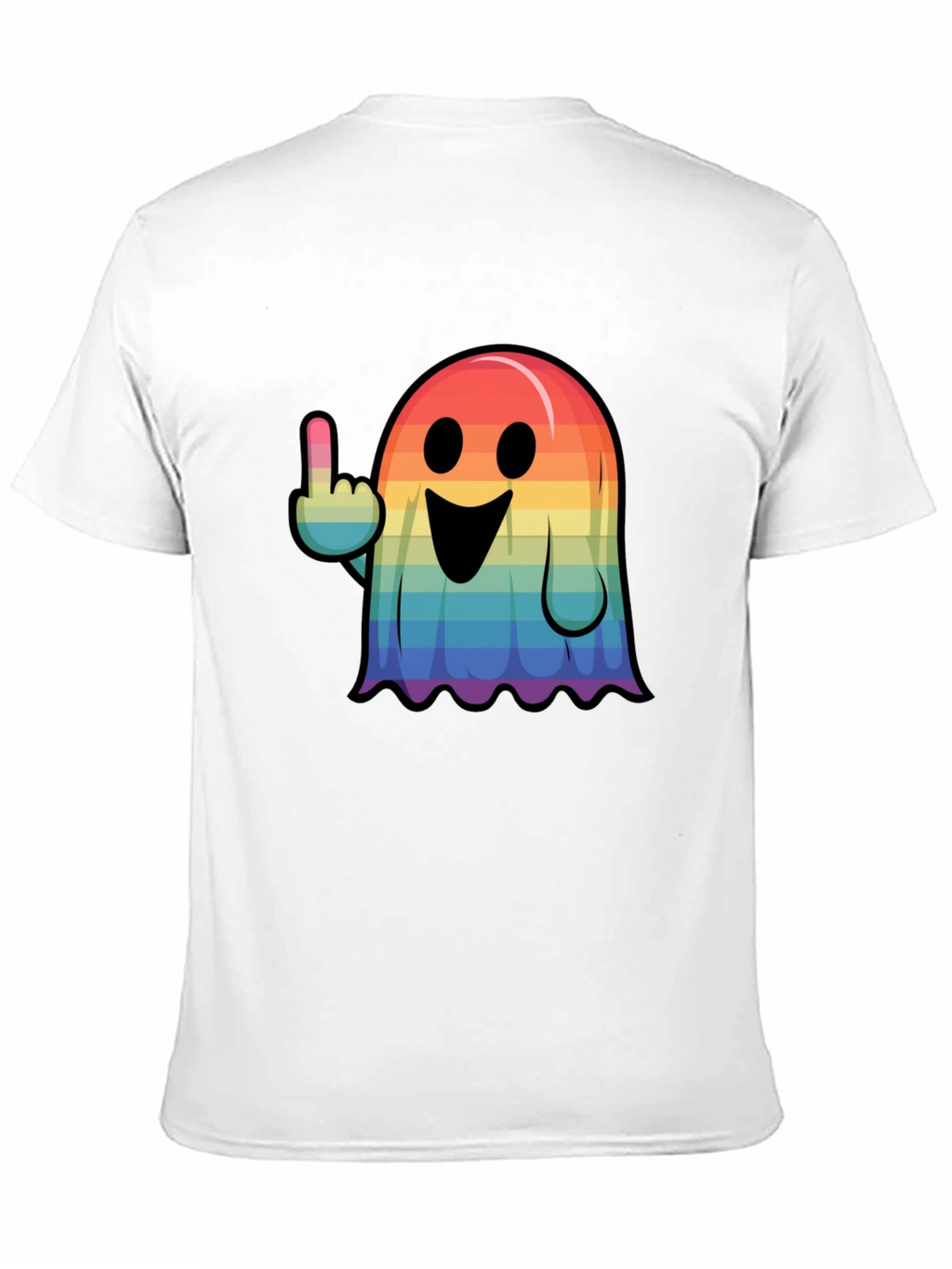 Rainbow Ghost Flipping The Bird Graphic Tee