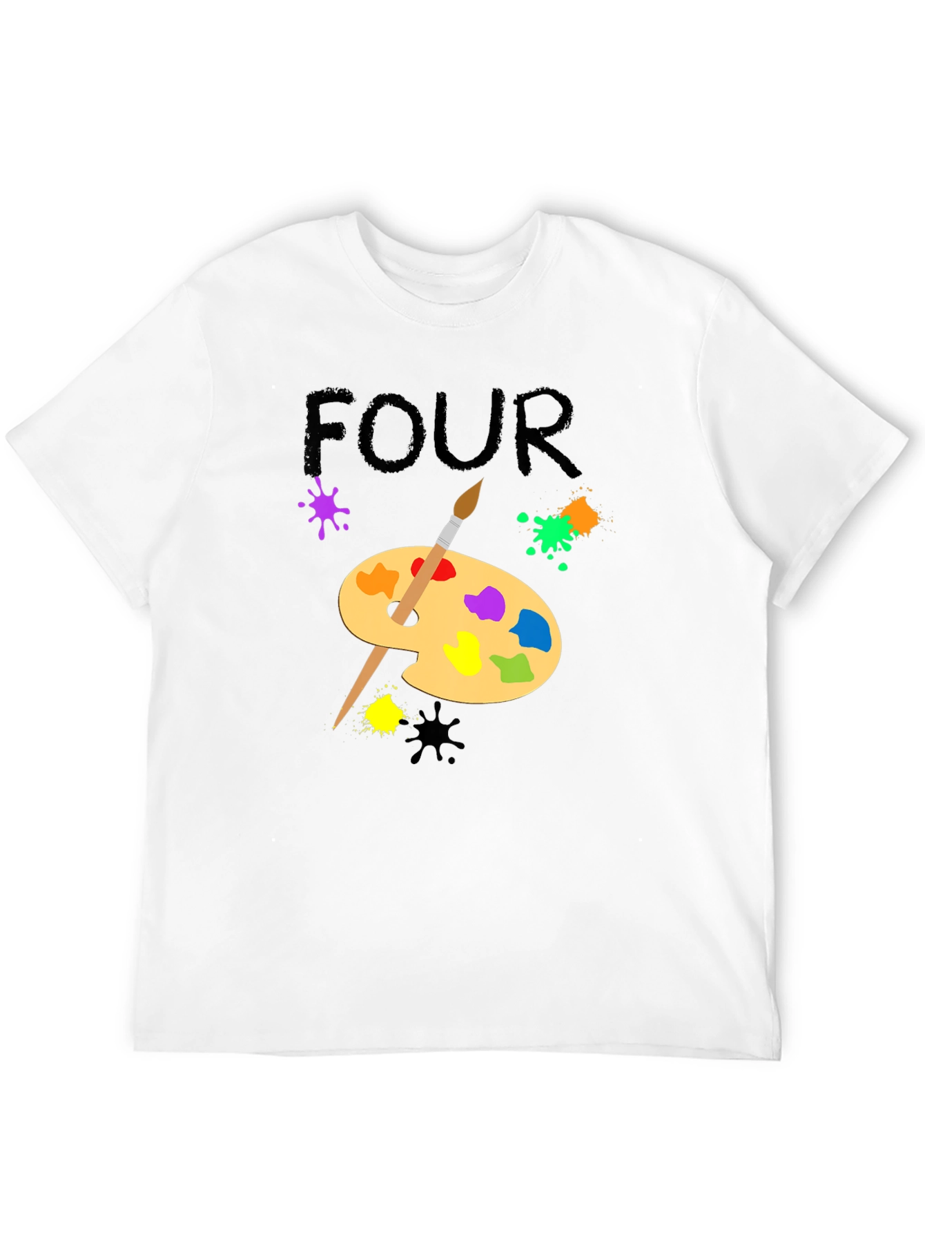 Painter Four Birthday Black T-Shirt