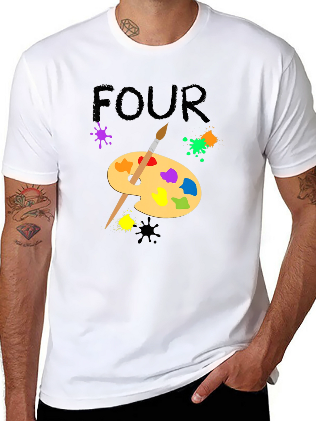 Painter Four Birthday Black T-Shirt