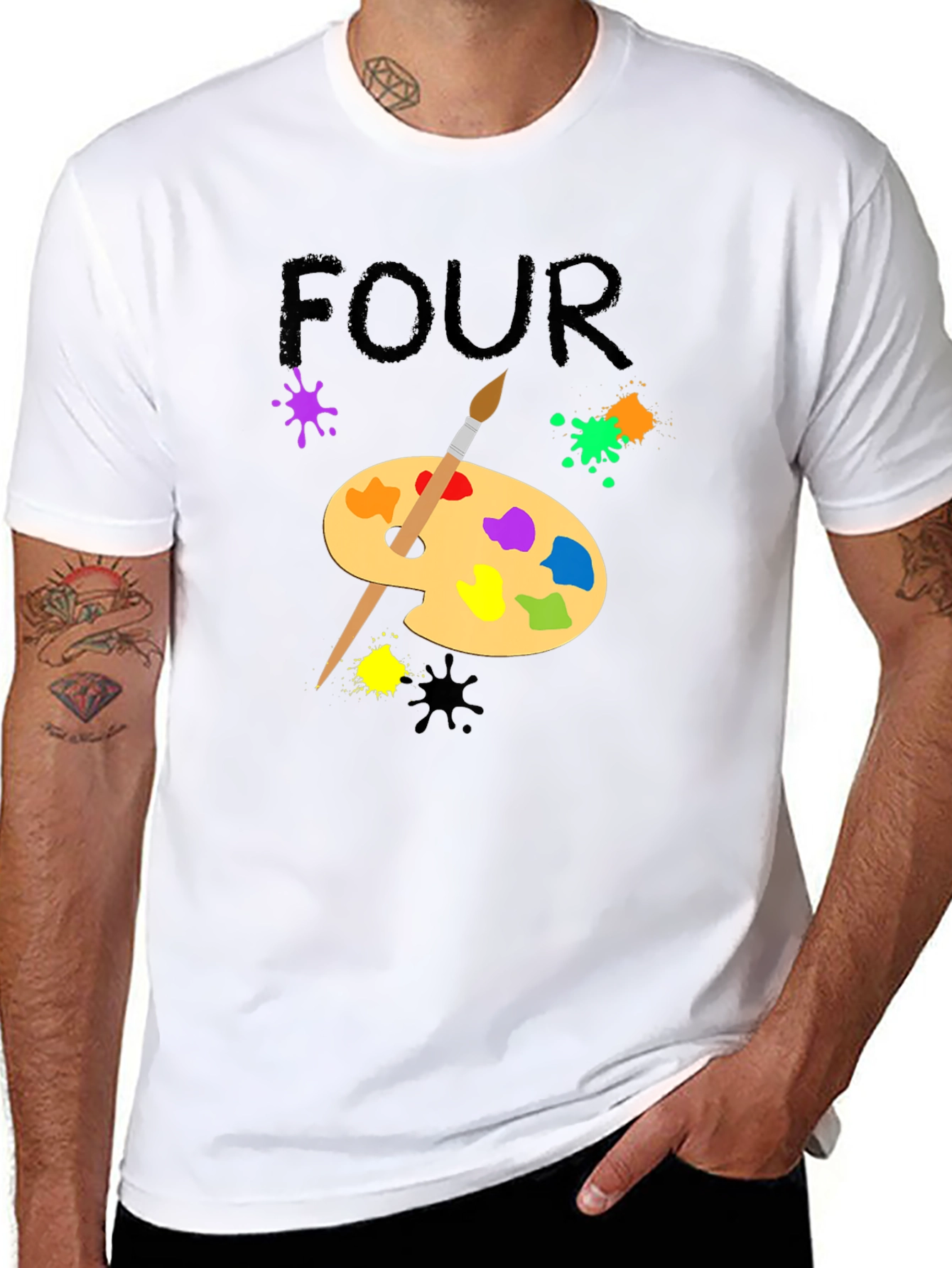 Painter Four Birthday Black T-Shirt