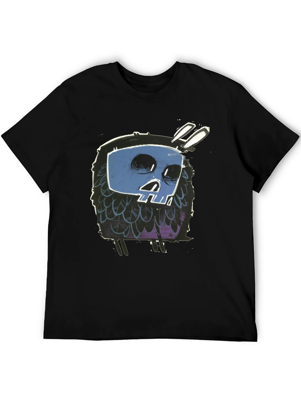 Skull Bunny Graphic Black T-Shirt