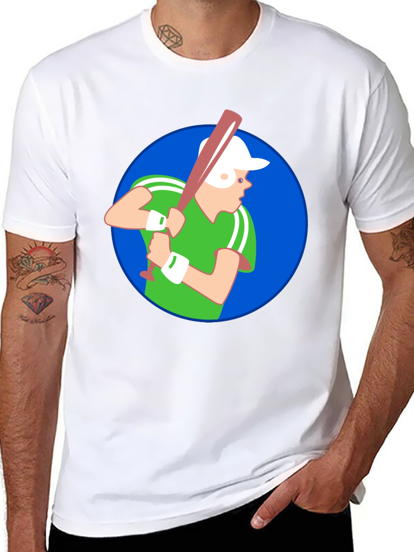 Baseball Player Graphic T-Shirt - Black Cotton Tee