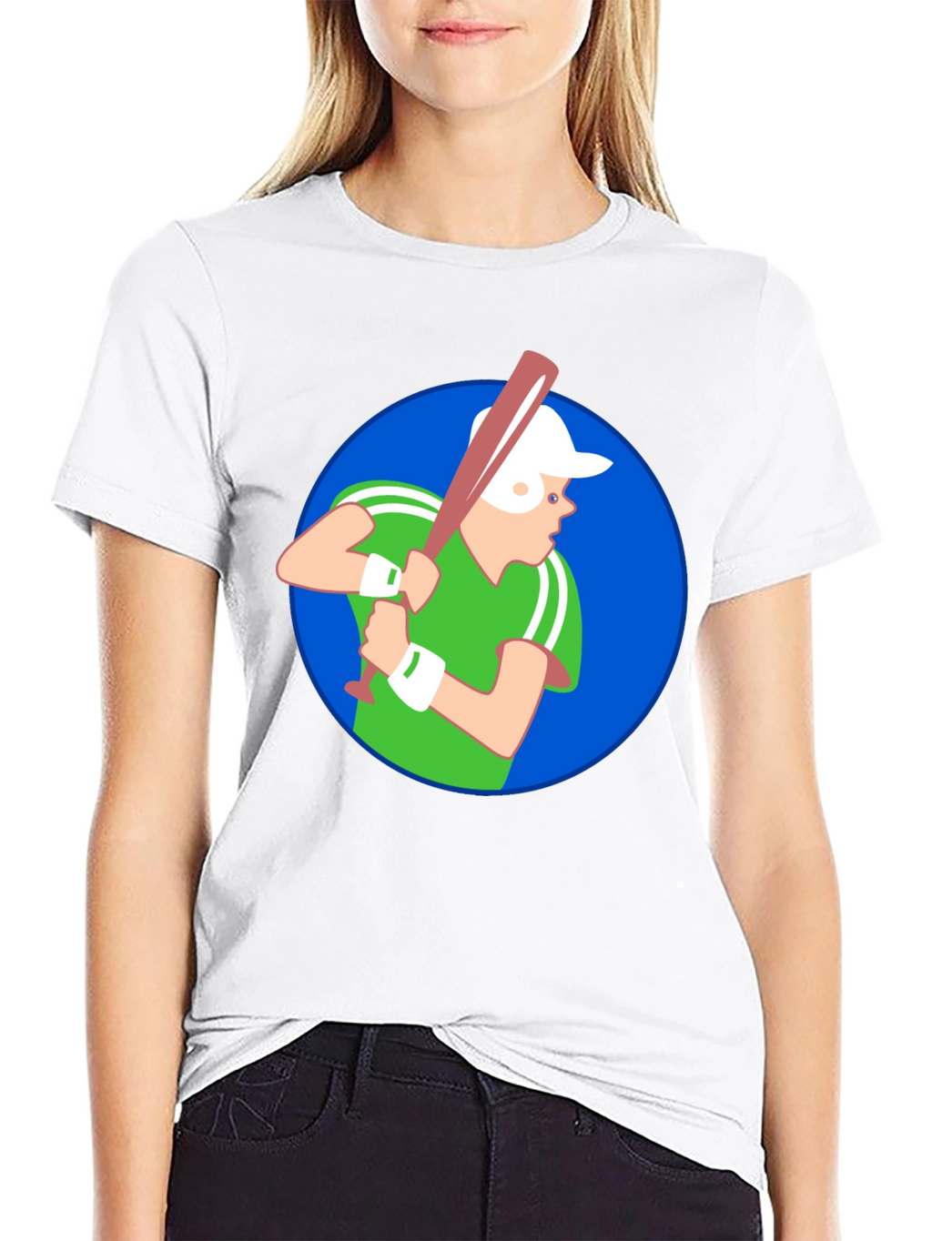 Baseball Player Graphic T-Shirt - Black Cotton Tee