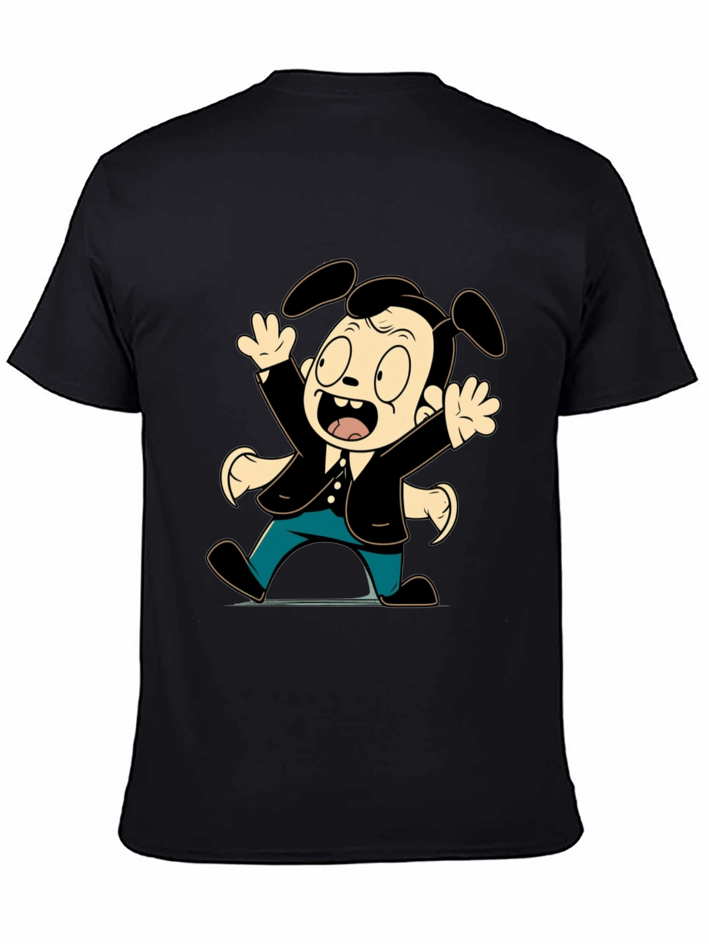 Cartoon Dog Character Black T-Shirt