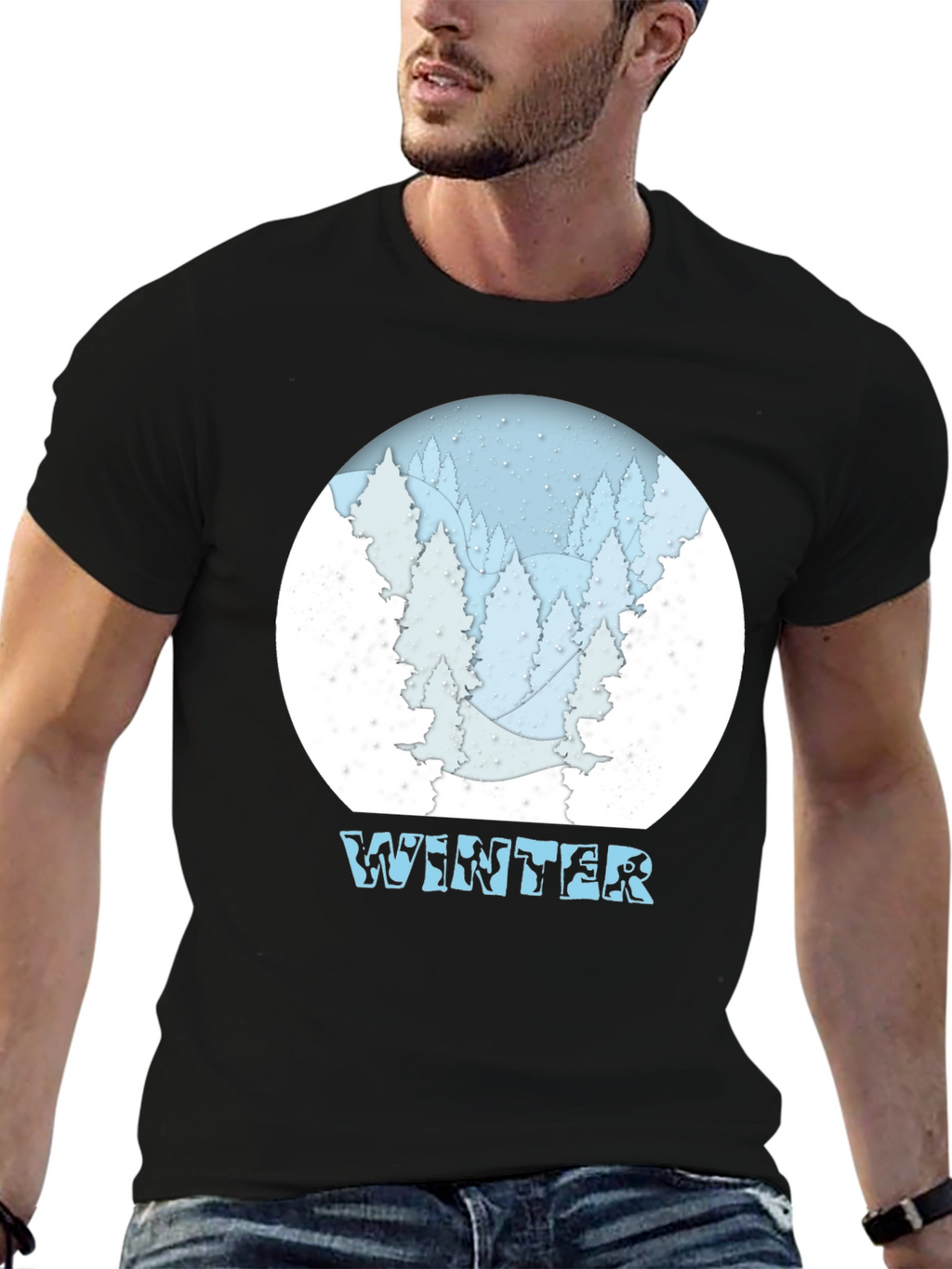 Winter Scene Graphic T-Shirt - Snow Forest Tee