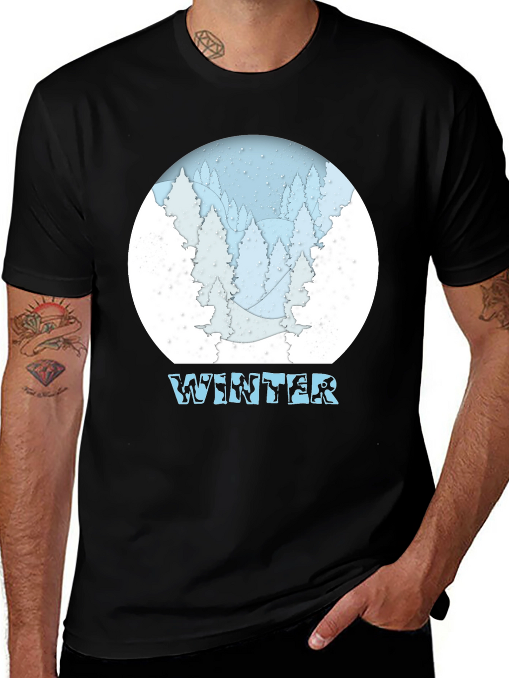 Winter Scene Graphic T-Shirt - Snow Forest Tee