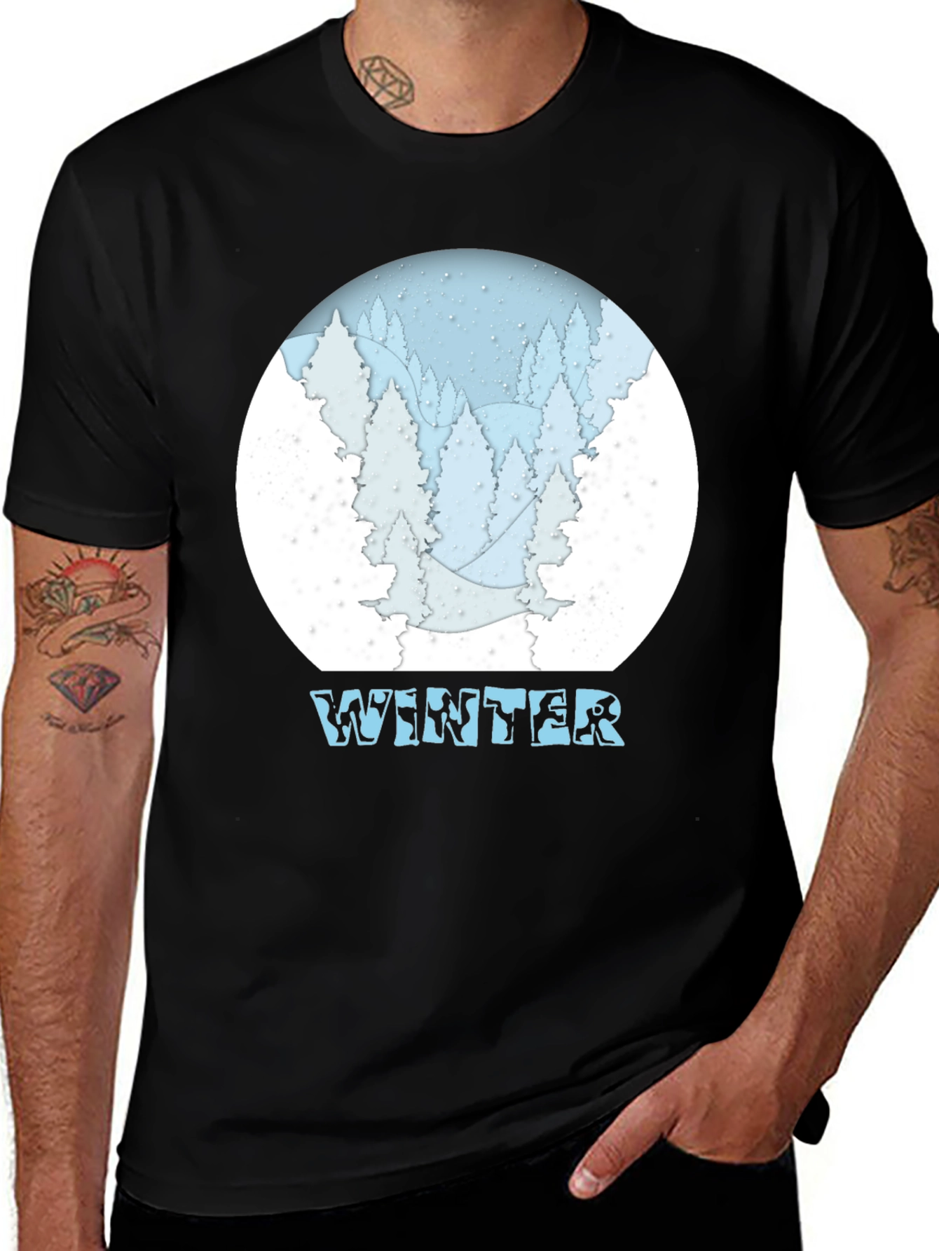 Winter Scene Graphic T-Shirt - Snow Forest Tee