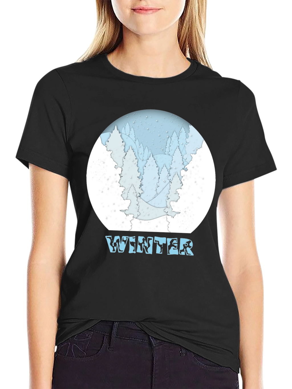 Winter Scene Graphic T-Shirt - Snow Forest Tee