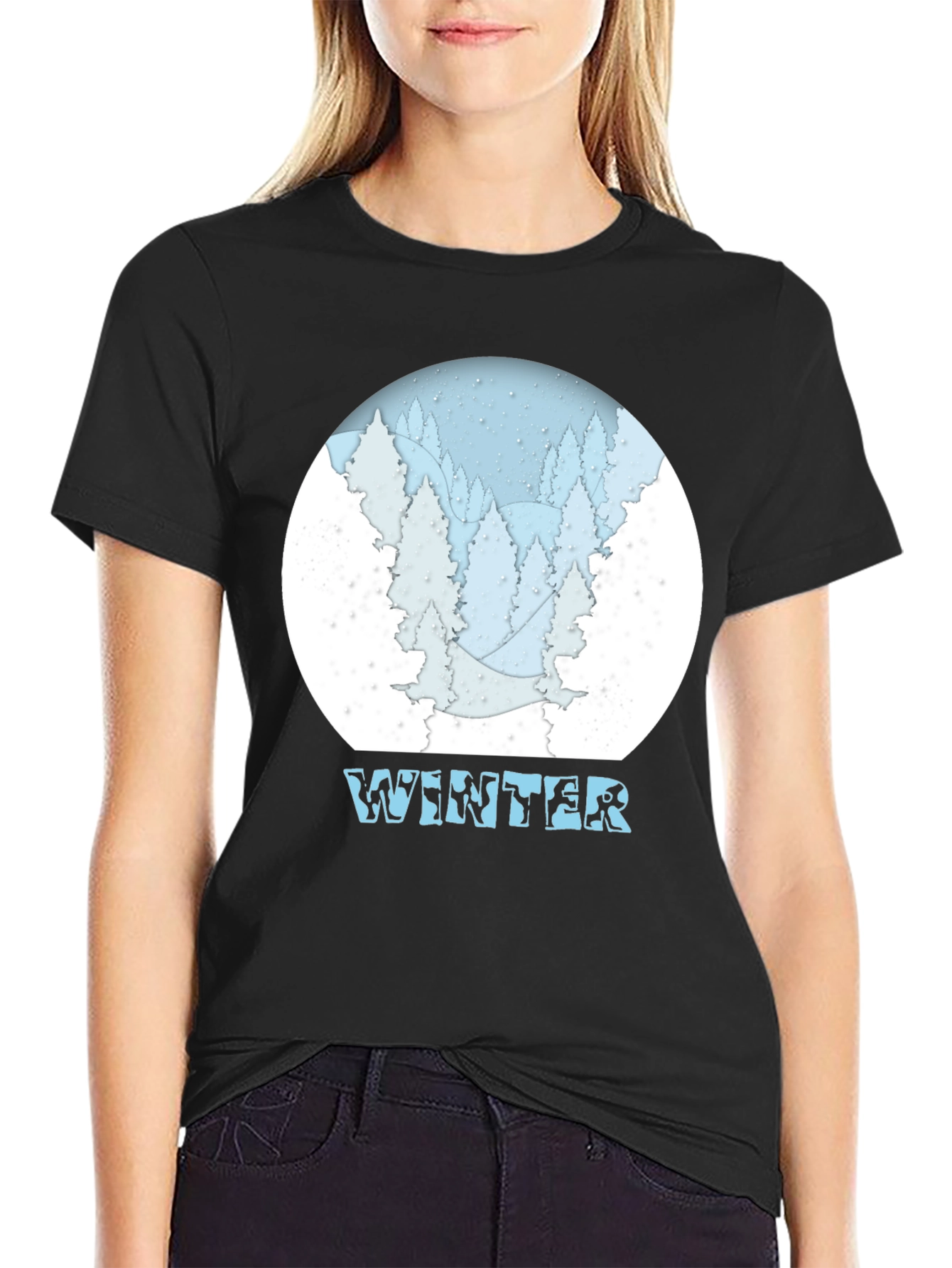 Winter Scene Graphic T-Shirt - Snow Forest Tee