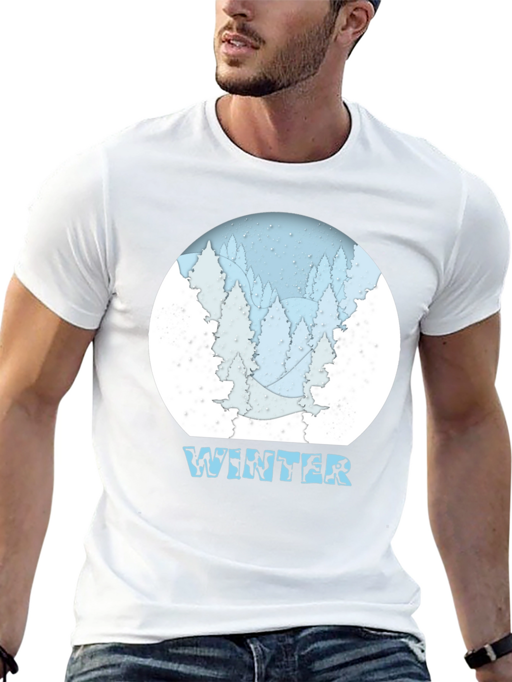 Winter Scene Graphic T-Shirt - Snow Forest Tee