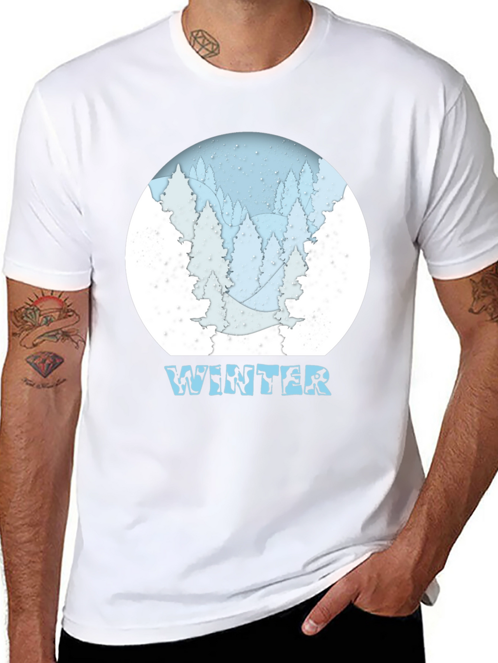 Winter Scene Graphic T-Shirt - Snow Forest Tee