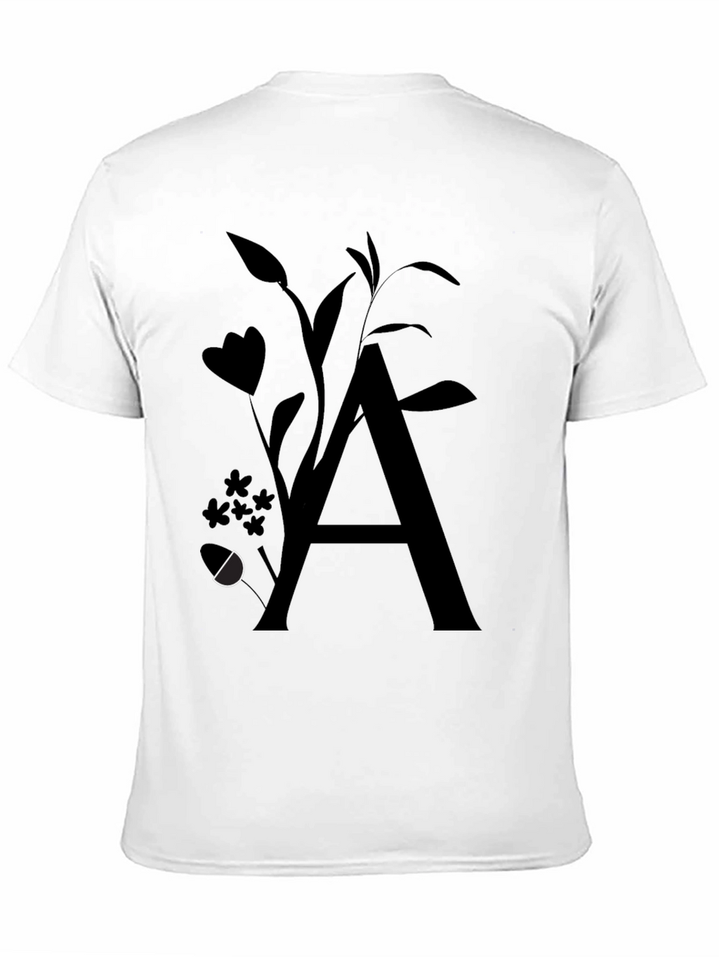 Botanical Letter A Black Graphic Tee