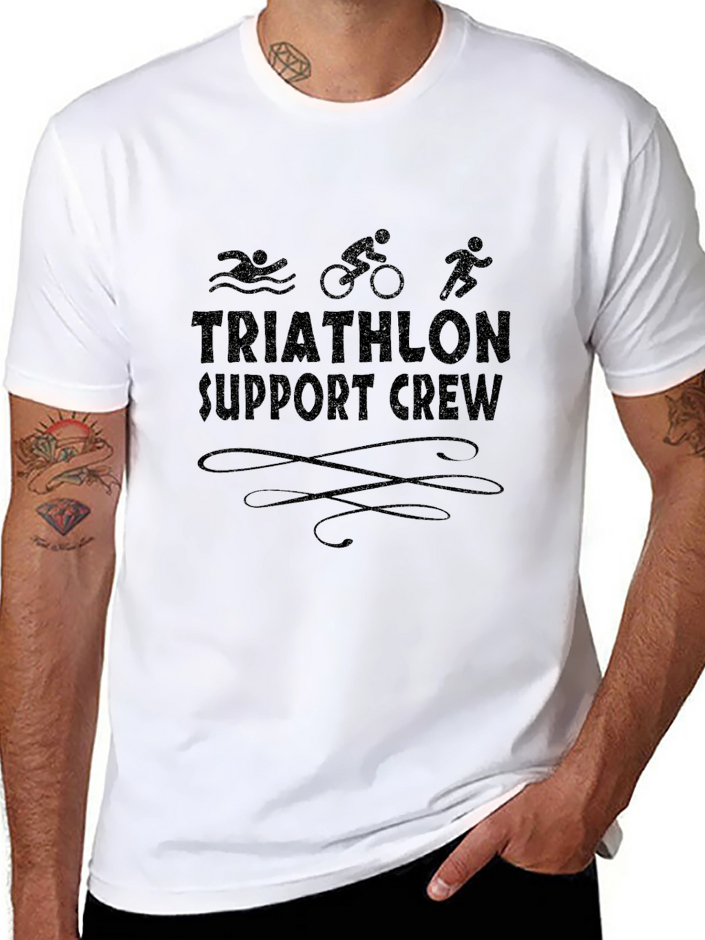 Triathlon Support Crew Black T-Shirt